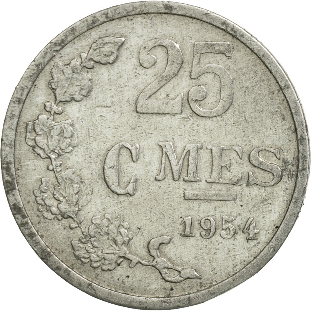 Coin, Luxembourg, Jean, 25 Centimes, 1954, VF(30-35), Aluminum, KM:45a.2