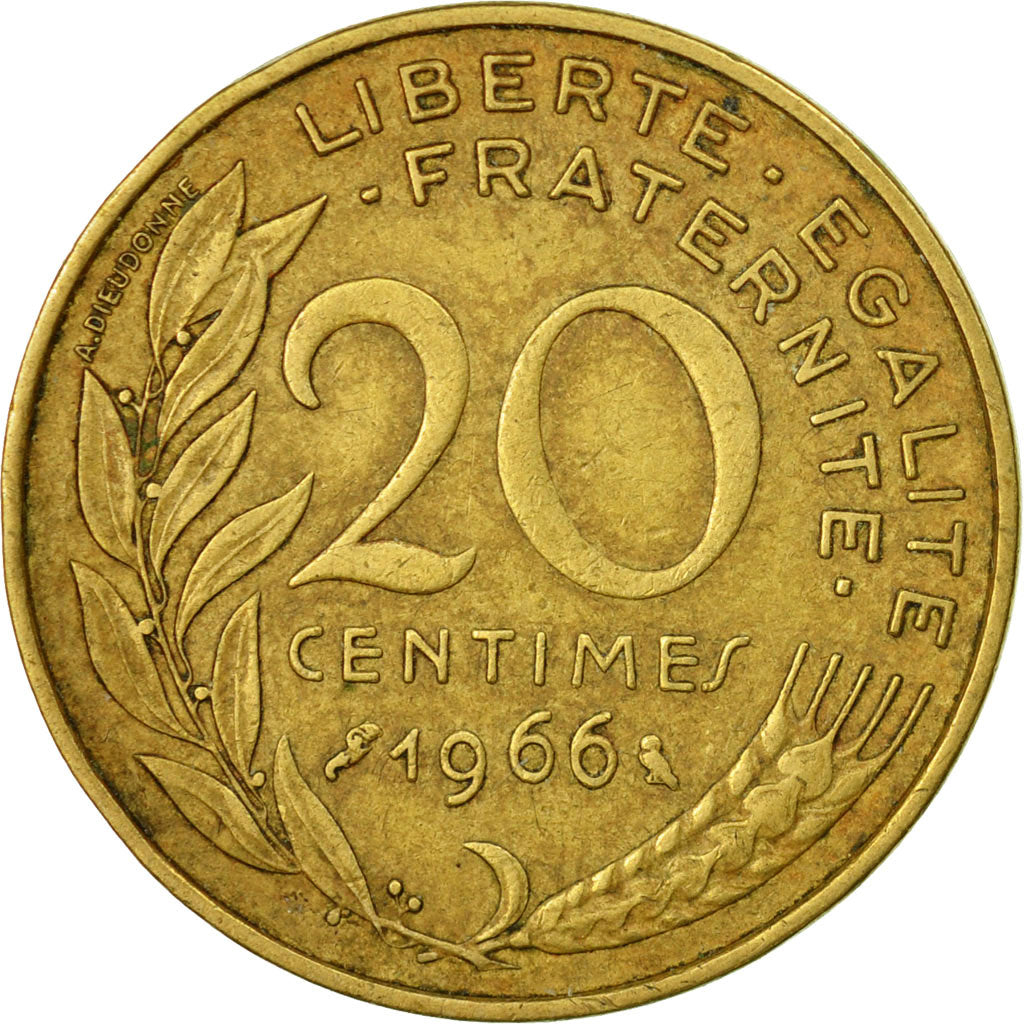 Coin, France, Marianne, 20 Centimes, 1966, Paris, EF(40-45), Aluminum-Bronze