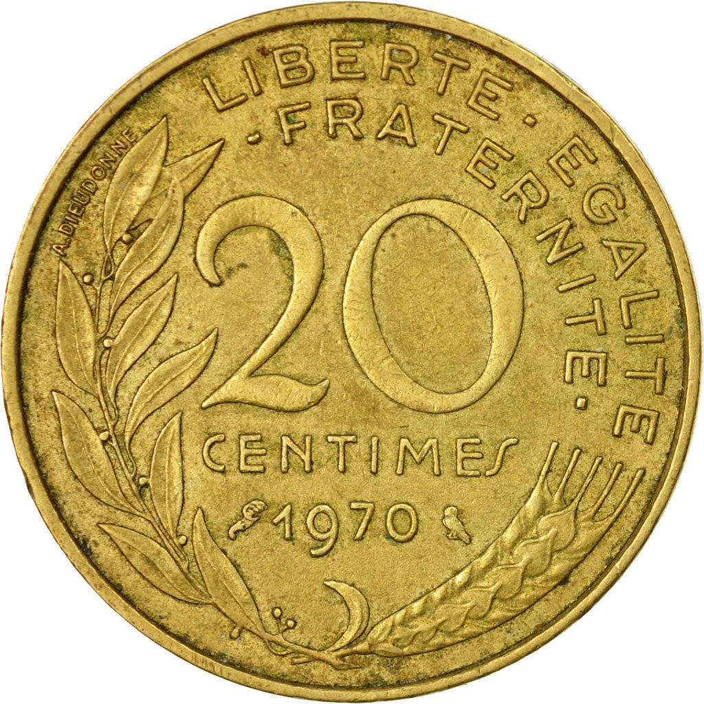 Munten, Frankrijk, Marianne, 20 Centimes, 1970, Paris, FR, Aluminum-Bronze