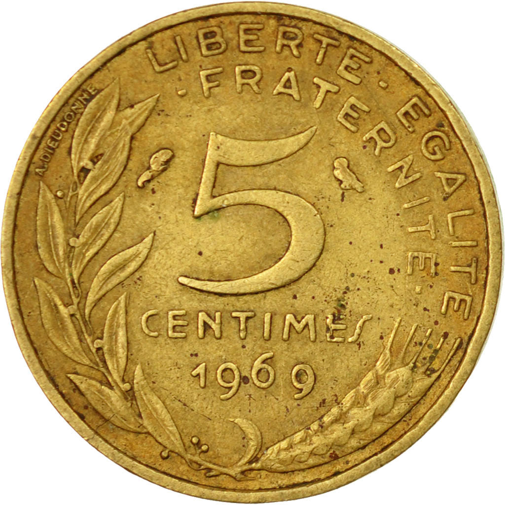 Moneta, Francia, Marianne, 5 Centimes, 1969, Paris, MB, Alluminio-bronzo