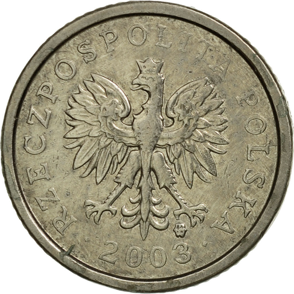 Coin, Poland, 10 Groszy, 2003, Warsaw, EF(40-45), Copper-nickel, KM:279
