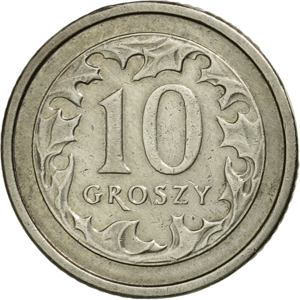 Coin, Poland, 10 Groszy, 2003, Warsaw, EF(40-45), Copper-nickel, KM:279