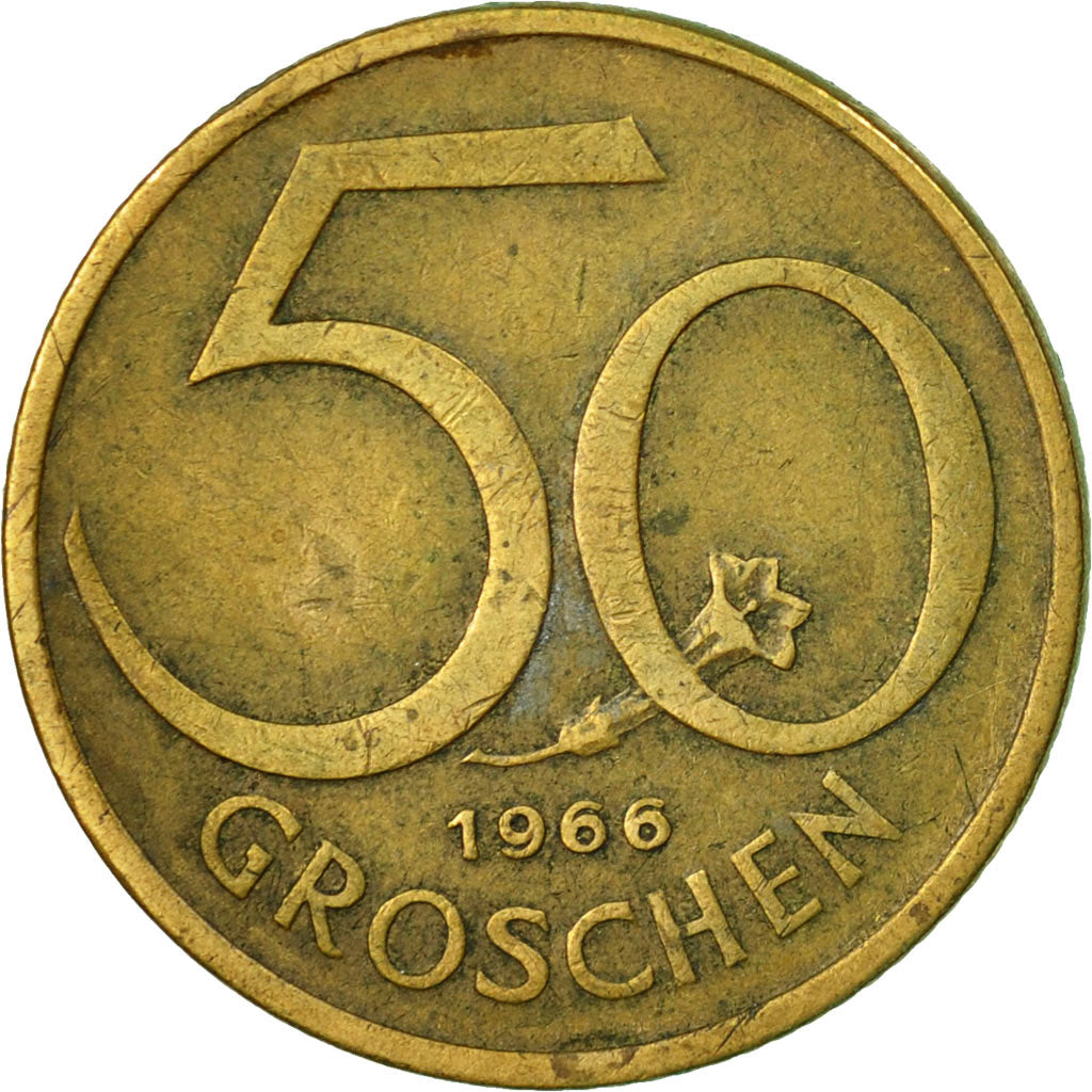 Coin, Austria, 50 Groschen, 1966, VF(20-25), Aluminum-Bronze, KM:2885