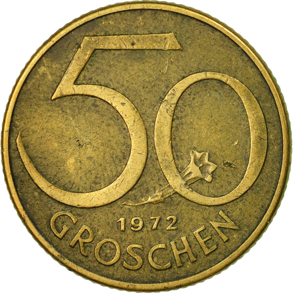 Coin, Austria, 50 Groschen, 1972, VF(30-35), Aluminum-Bronze, KM:2885