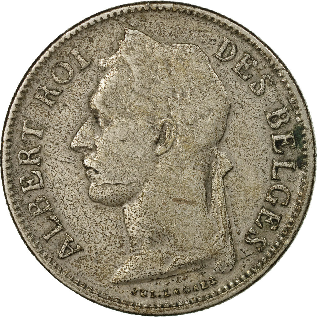 Coin, Belgian Congo, 50 Centimes, 1925, VF(30-35), Copper-nickel, KM:22