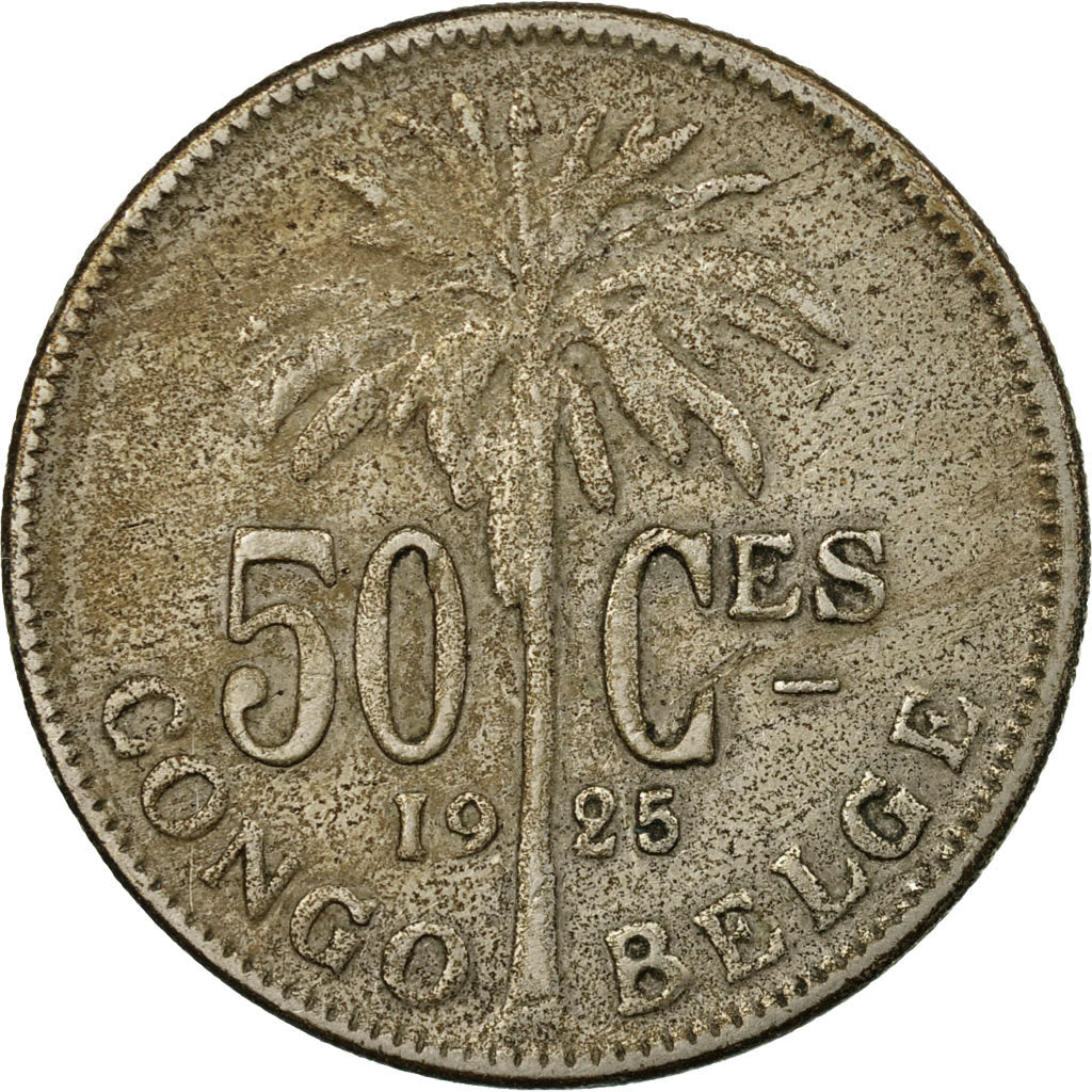 Coin, Belgian Congo, 50 Centimes, 1925, VF(30-35), Copper-nickel, KM:22