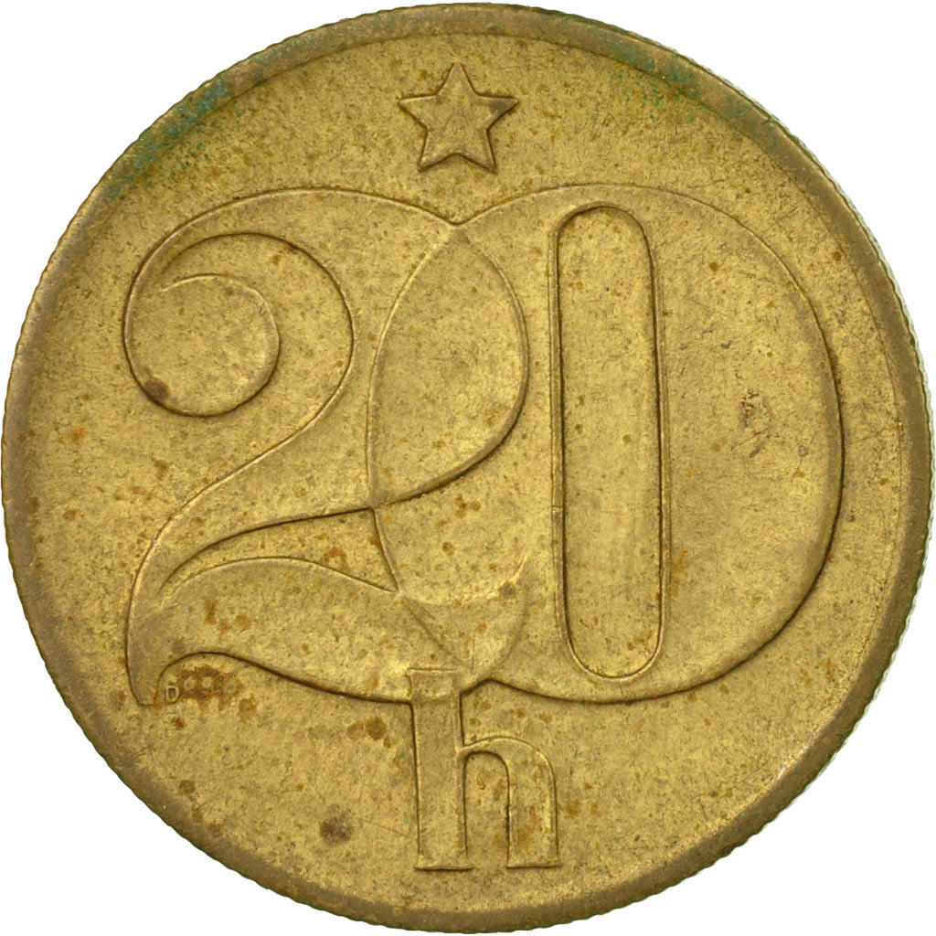 Munten, Tsjecho-Slowakije, 20 Haleru, 1974, FR+, Nickel-brass, KM:74