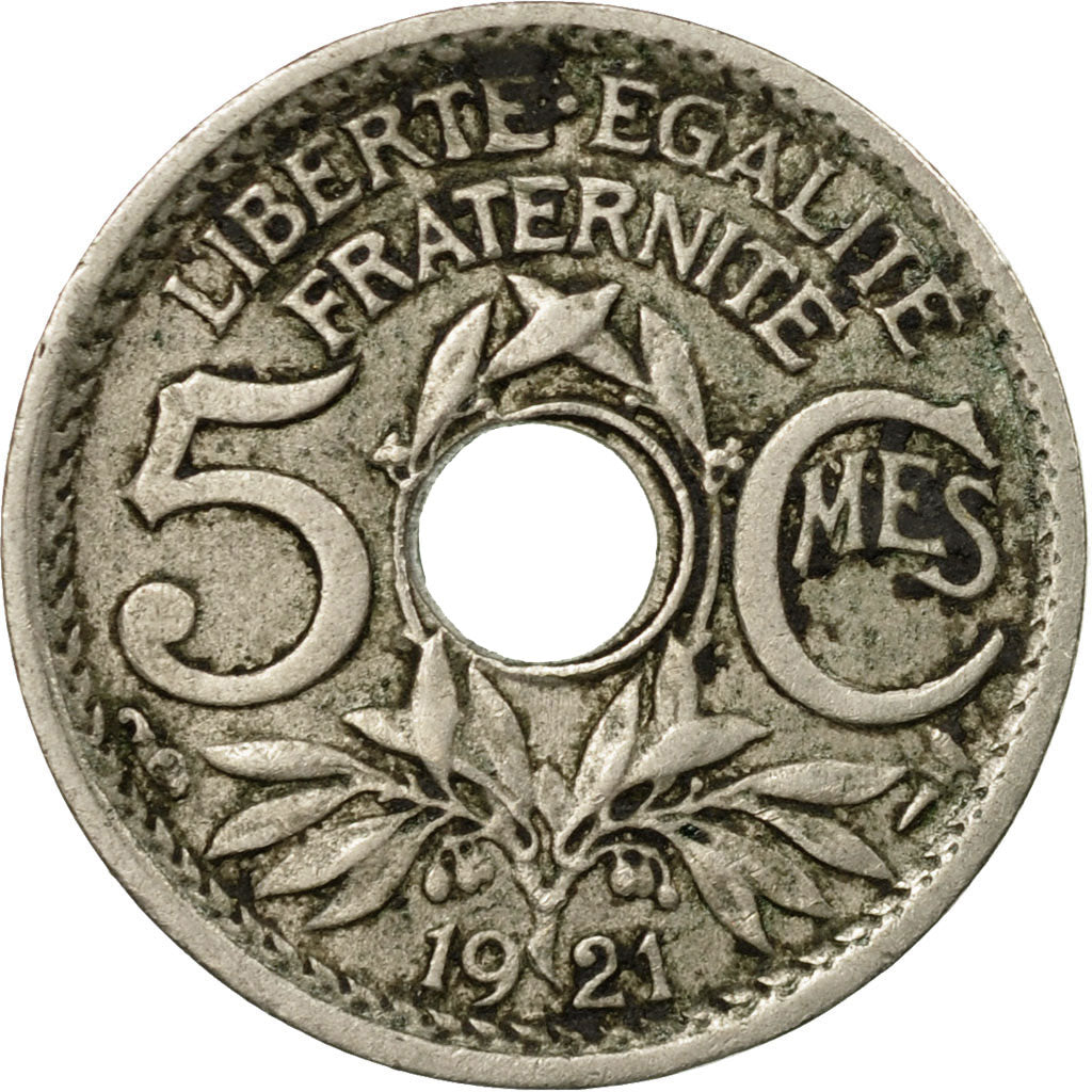 Münze, Frankreich, Lindauer, 5 Centimes, 1921, S+, Copper-nickel, KM:875