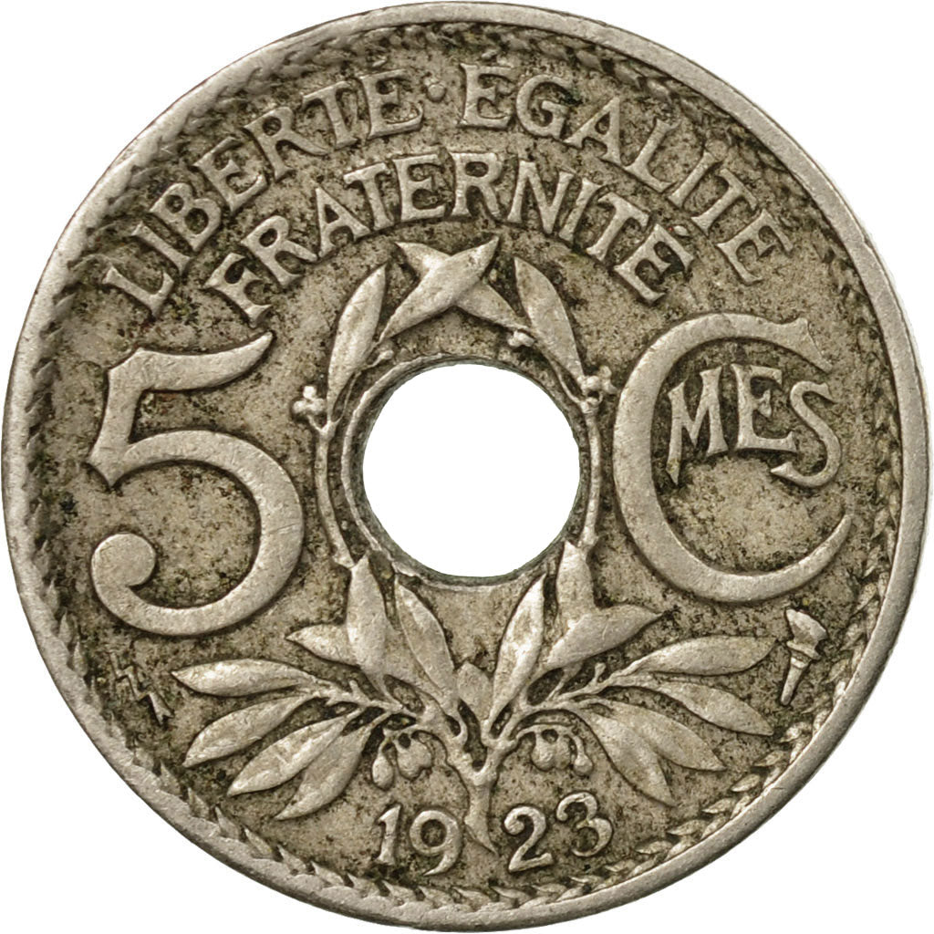 Moneda, Francia, Lindauer, 5 Centimes, 1923, BC+, Cobre - níquel, KM:875