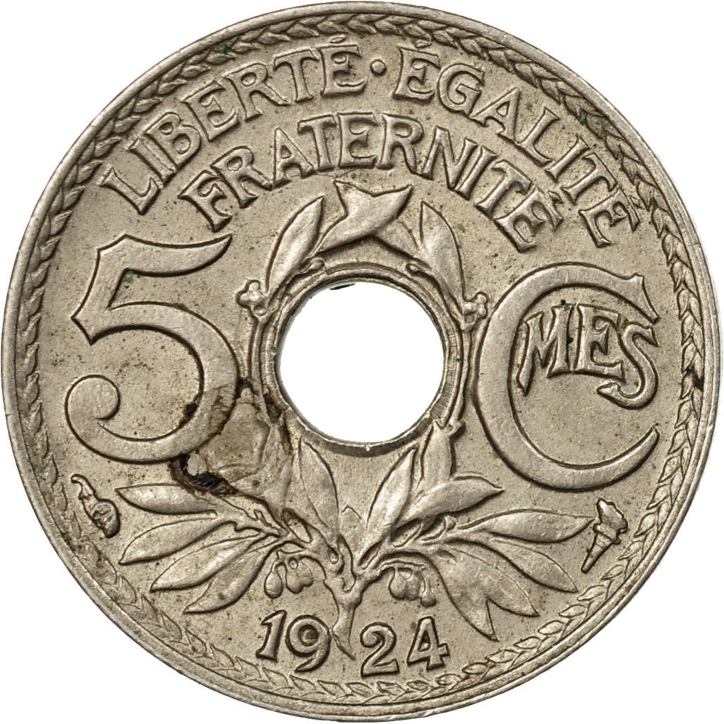 Moneda, Francia, Lindauer, 5 Centimes, 1924, BC+, Cobre - níquel, KM:875