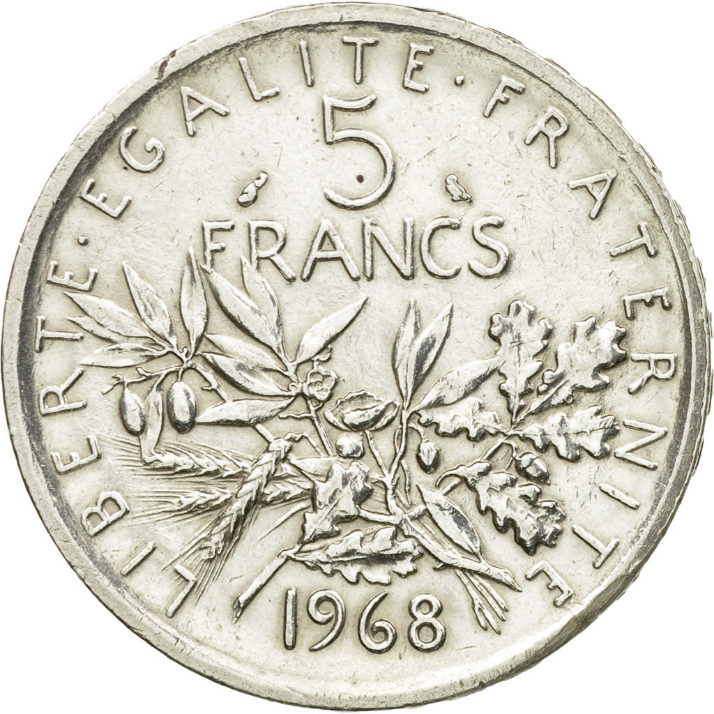 Moneda, Francia, Semeuse, 5 Francs, 1968, EBC, Plata, KM:926, Gadoury:770