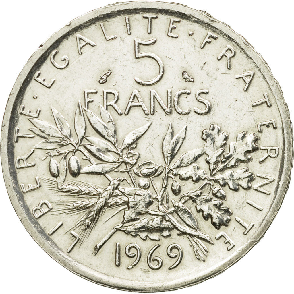 Moneta, Francia, Semeuse, 5 Francs, 1969, SPL-, Argento, KM:926, Gadoury:770