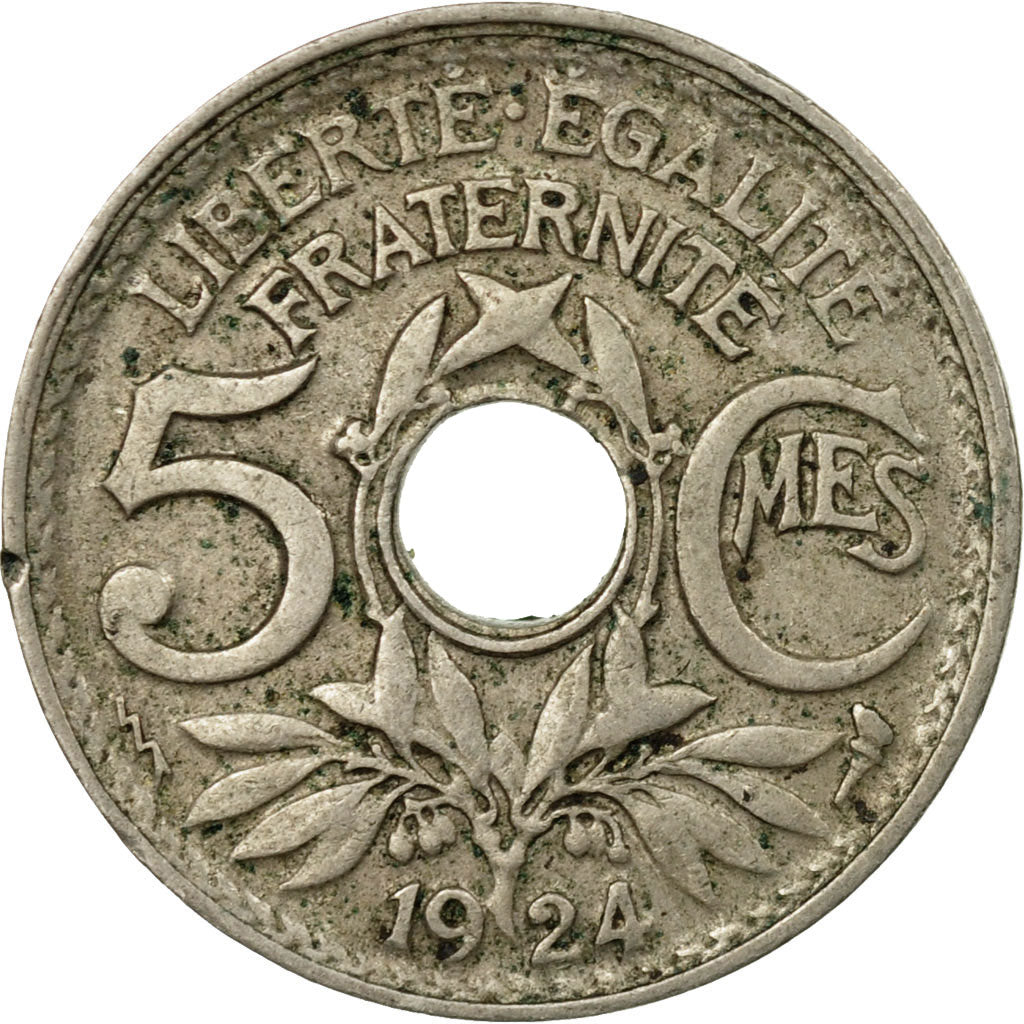 Moneta, Francia, Lindauer, 5 Centimes, 1924, BB, Rame-nichel, KM:875