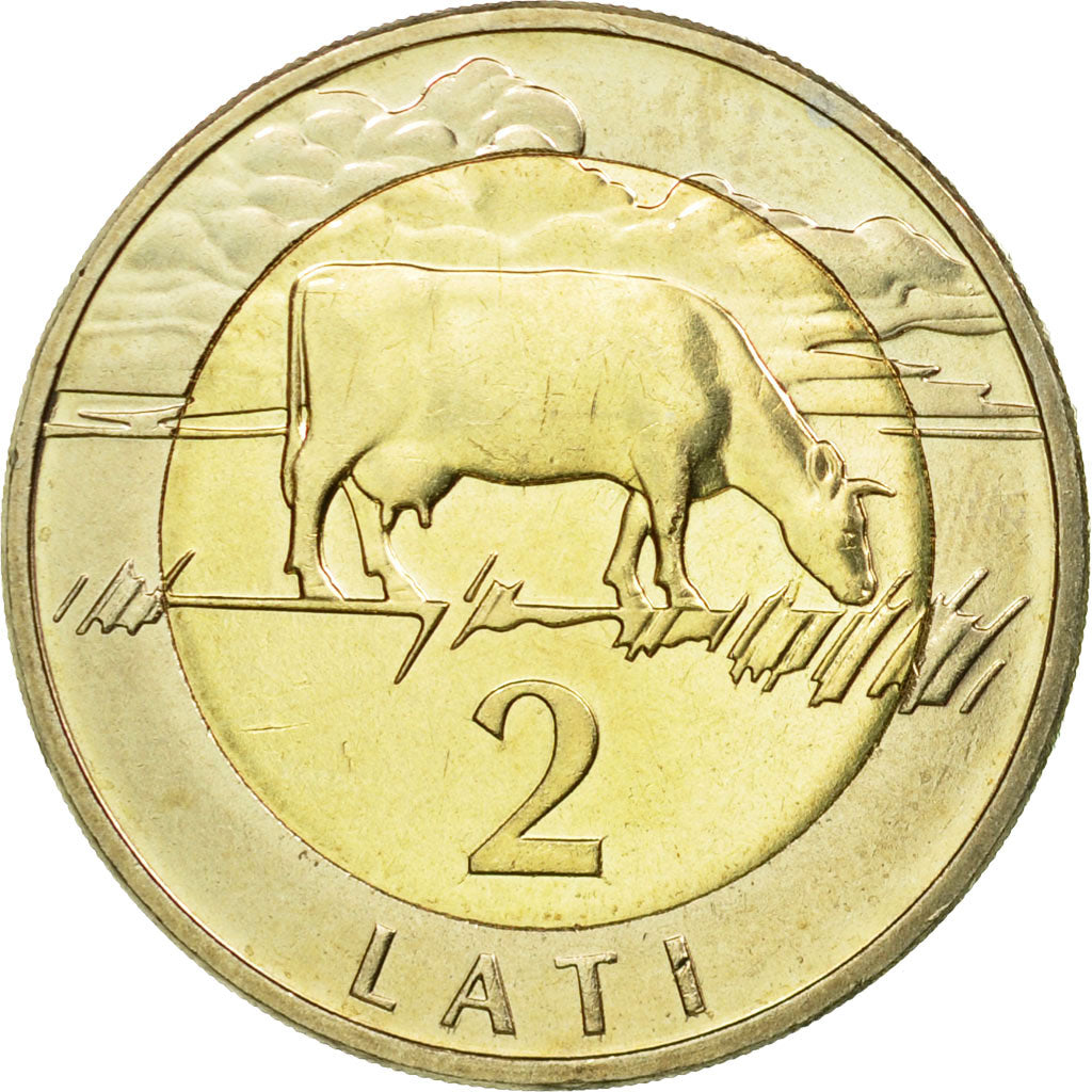 Coin, Latvia, 2 Lati, 1999, MS(63), Bi-Metallic, KM:38