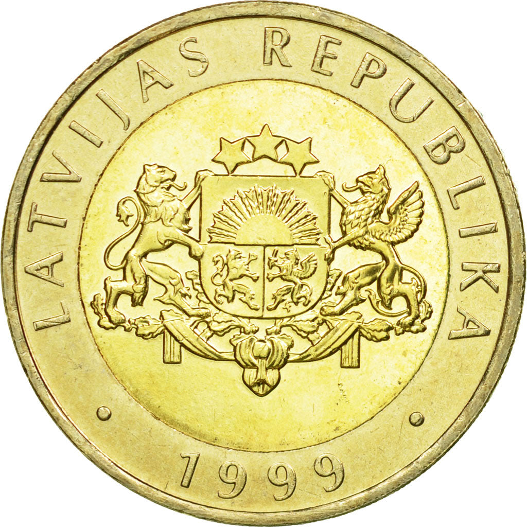 Coin, Latvia, 2 Lati, 1999, AU(55-58), Bi-Metallic, KM:38
