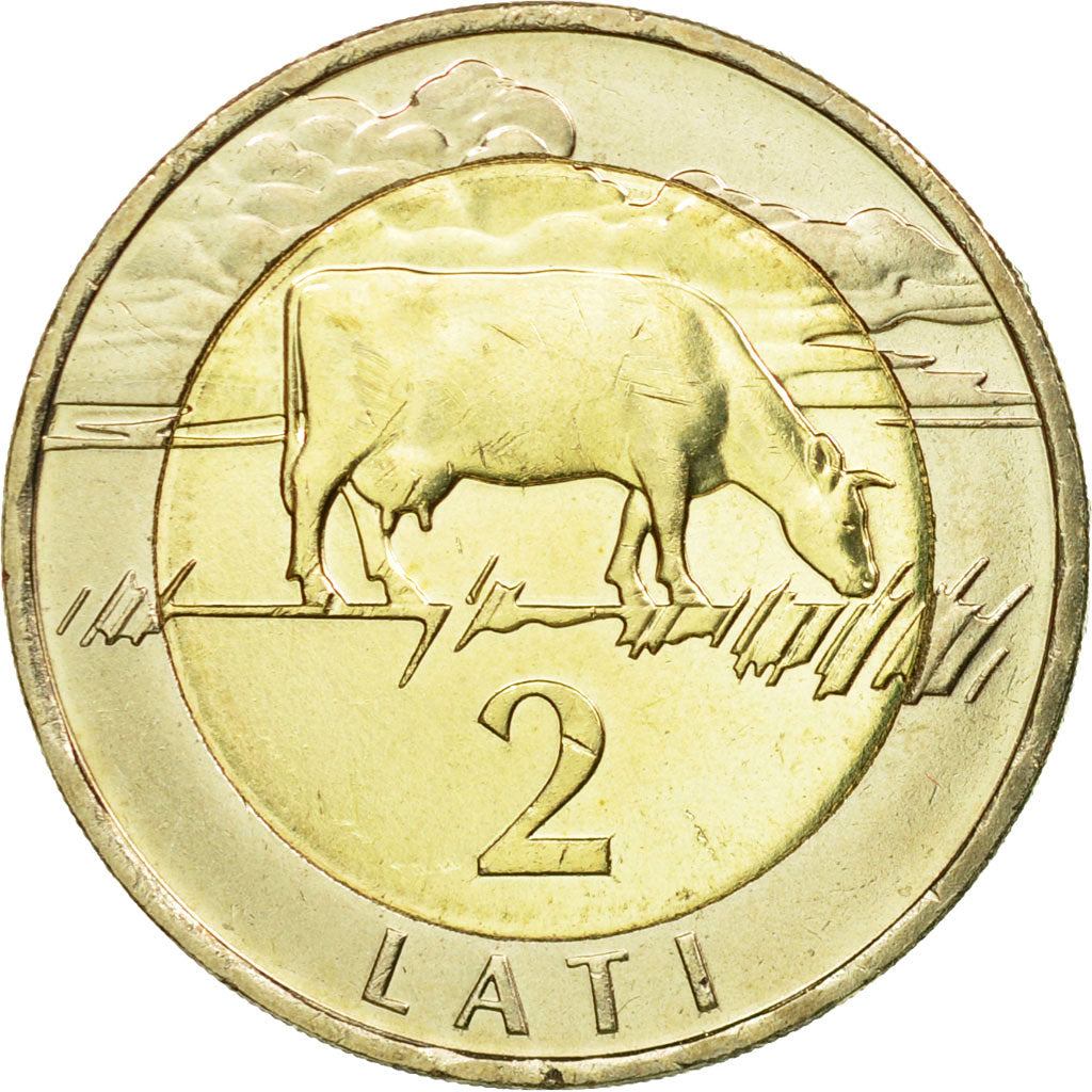 Coin, Latvia, 2 Lati, 1999, AU(55-58), Bi-Metallic, KM:38