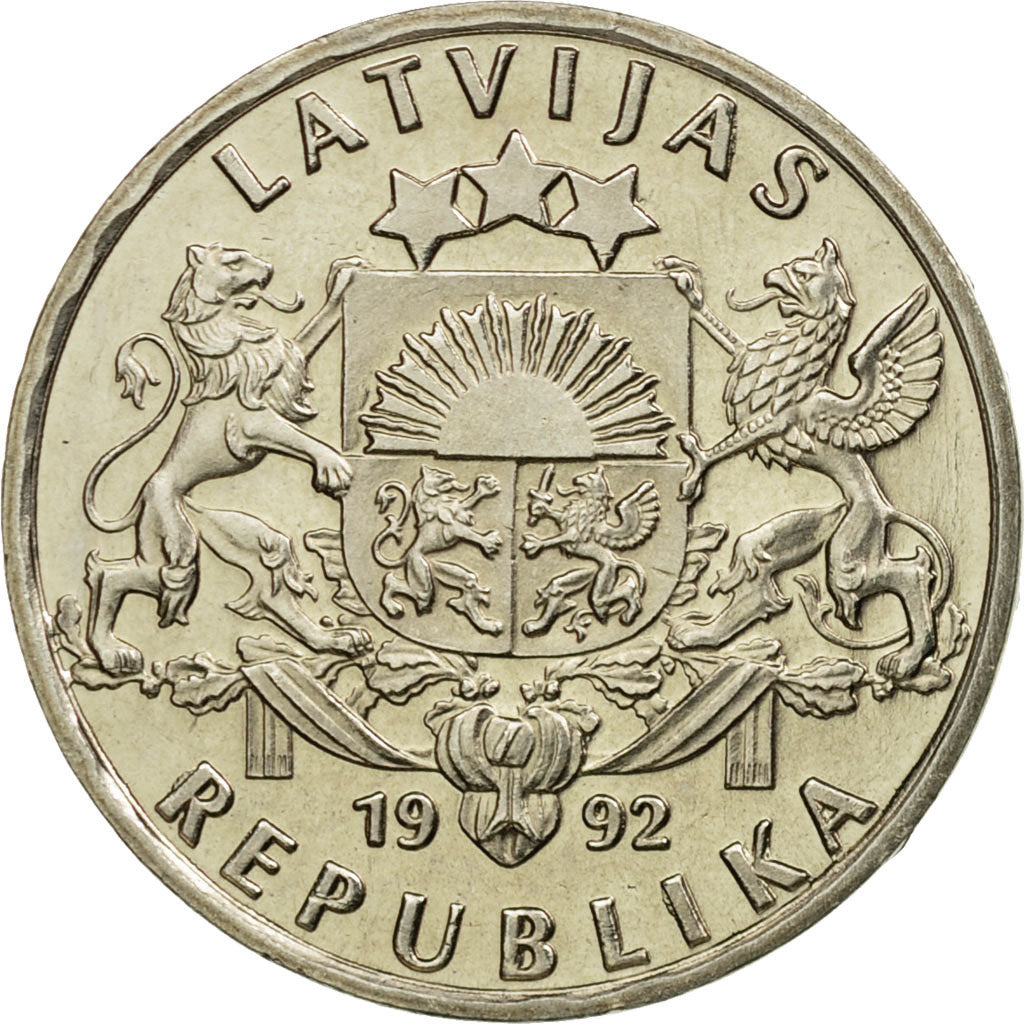 Moneda, Letonia, Lats, 1992, EBC, Cobre - níquel, KM:12