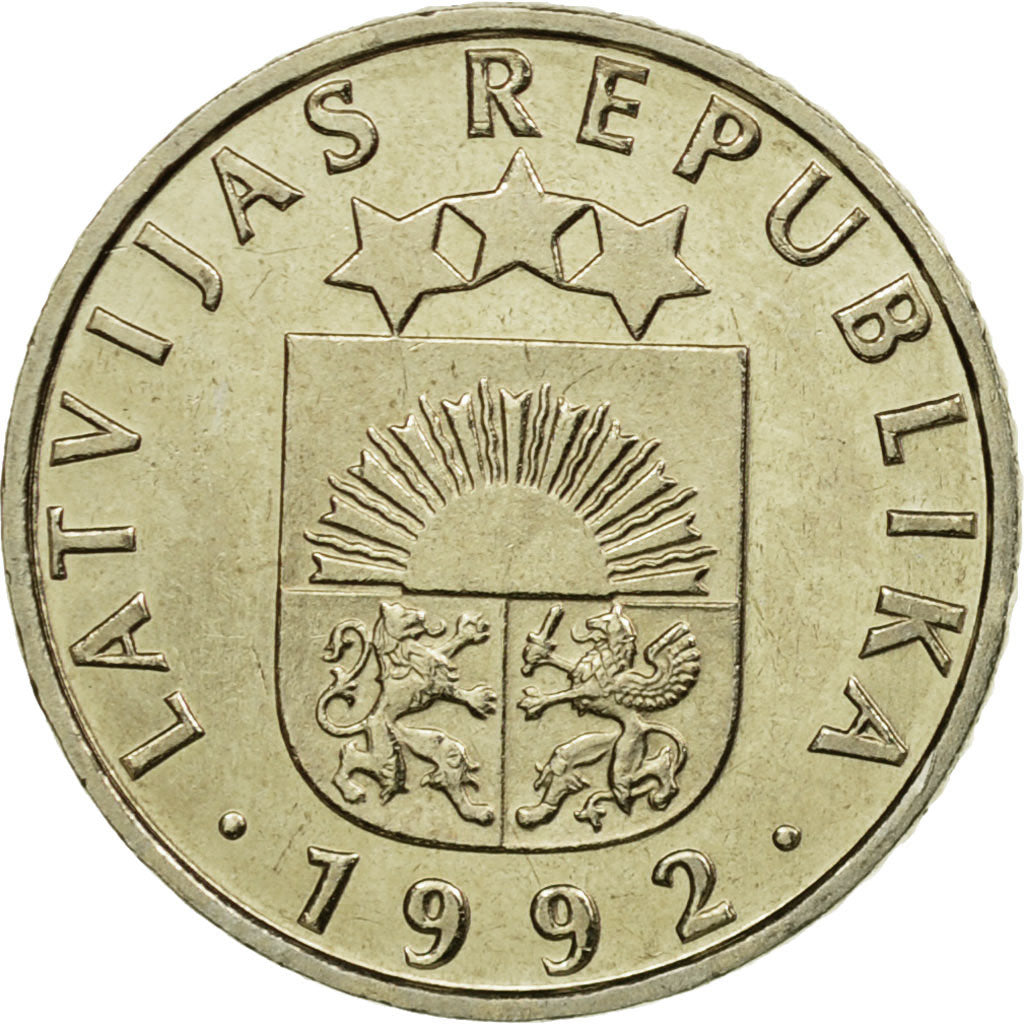 Coin, Latvia, 50 Santimu, 1992, MS(63), Copper-nickel, KM:13