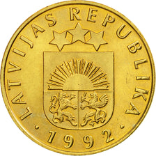 Coin, Latvia, 20 Santimu, 1992, MS(63), Nickel-brass, KM:22.1