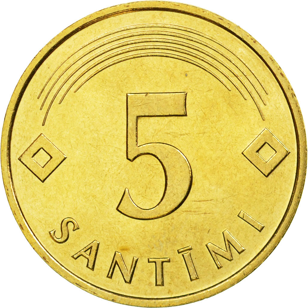 Coin, Latvia, 5 Santimi, 1992, MS(63), Nickel-brass, KM:16