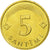 Coin, Latvia, 5 Santimi, 1992, AU(55-58), Nickel-brass, KM:16