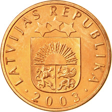 Coin, Latvia, Santims, 2003, AU(55-58), Copper Clad Steel, KM:15