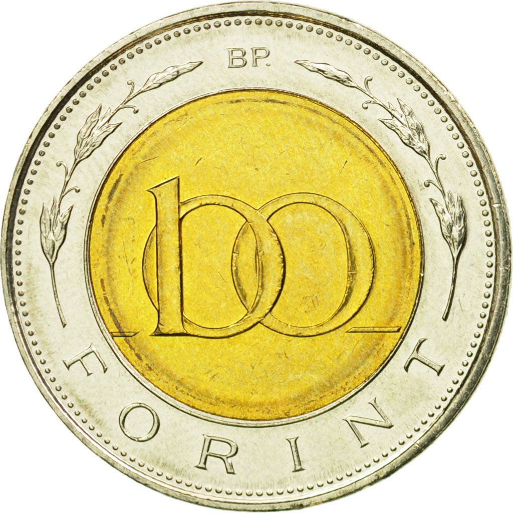 Moneta, Węgry, 100 Forint, 1996, Budapest, AU(55-58), Bimetaliczny, KM:721