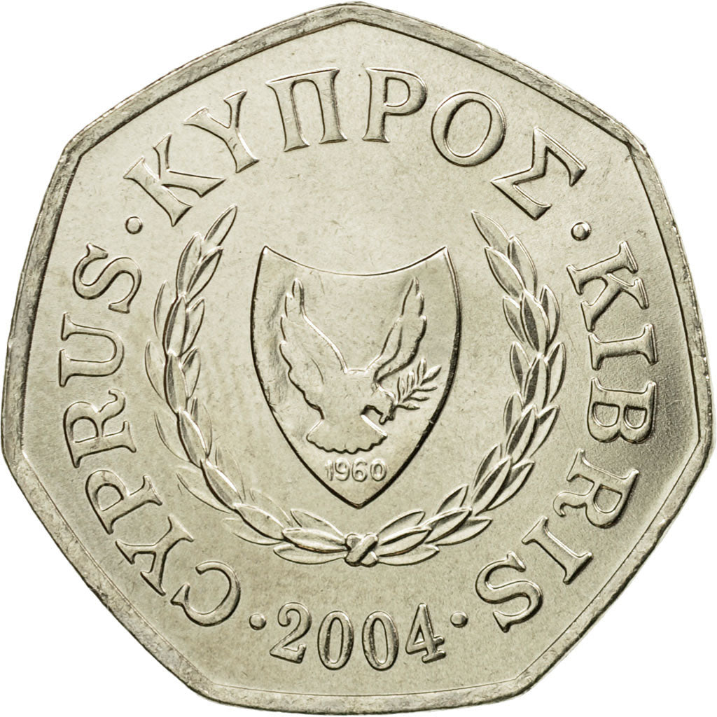 Coin, Cyprus, Abduction of Europa, 50 Cents, 2004, MS(63), Copper-nickel, KM:66