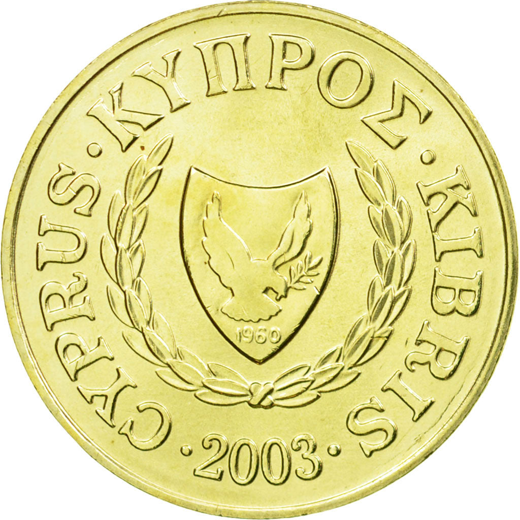 Coin, Cyprus, 2 Cents, 2003, AU(55-58), Nickel-brass, KM:54.3