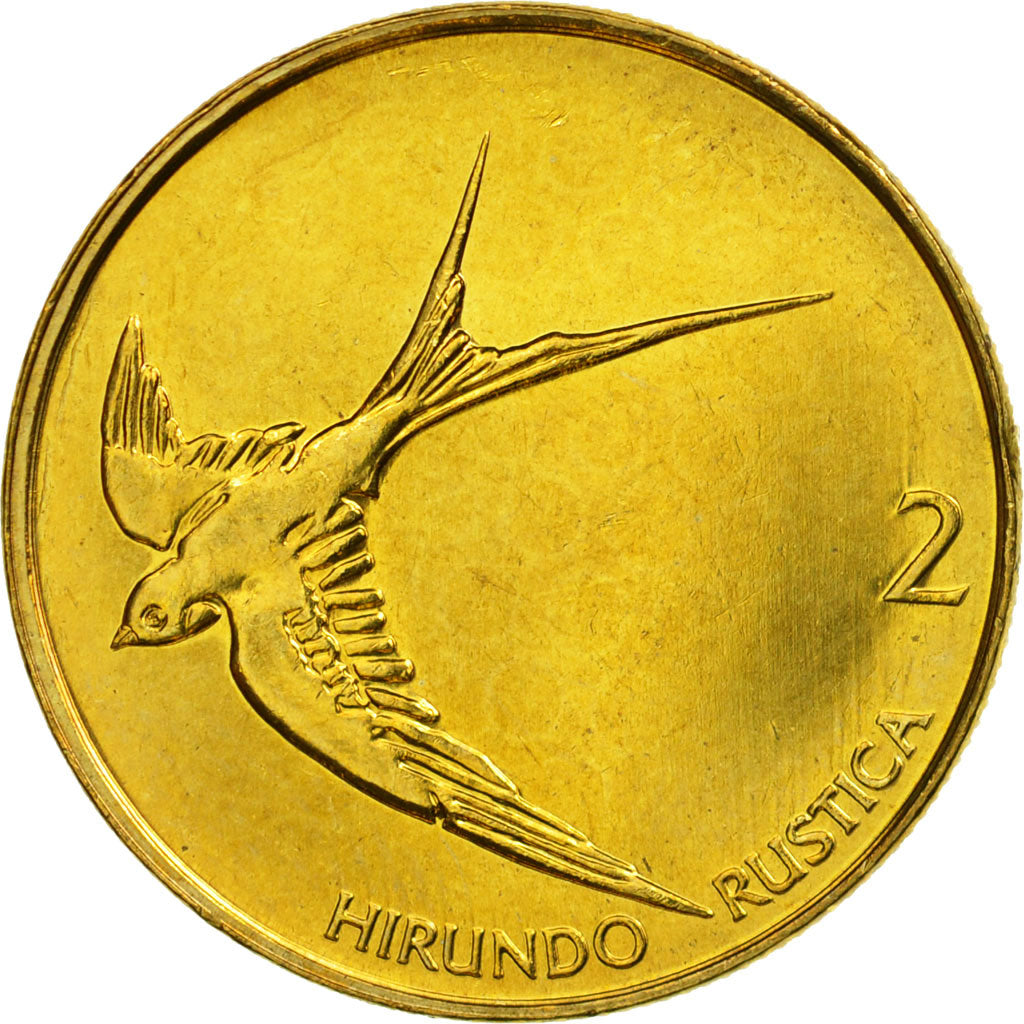 Moneda, Eslovenia, 2 Tolarja, 2004, EBC, Níquel - latón, KM:5