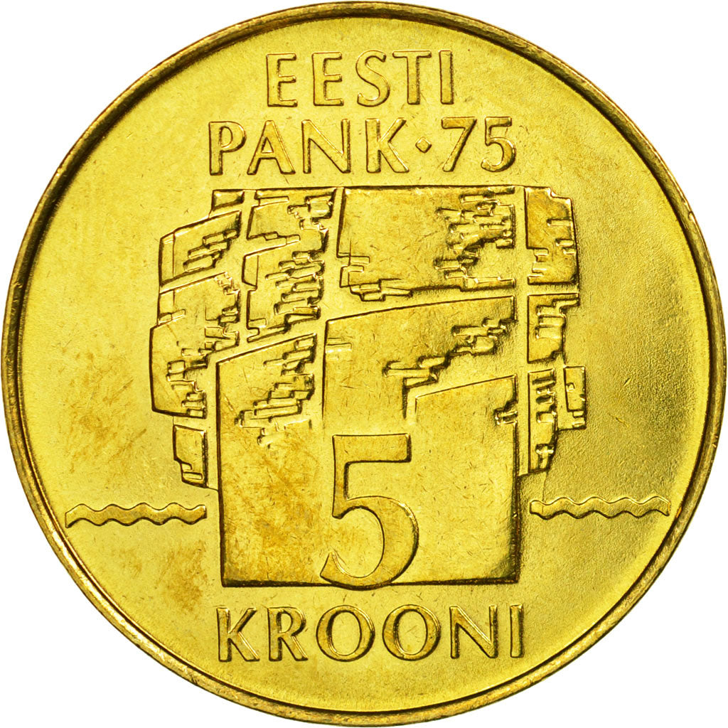 Coin, Estonia, 75th Anniversary - Bank of Estonia, 5 Krooni, 1994, AU(55-58)