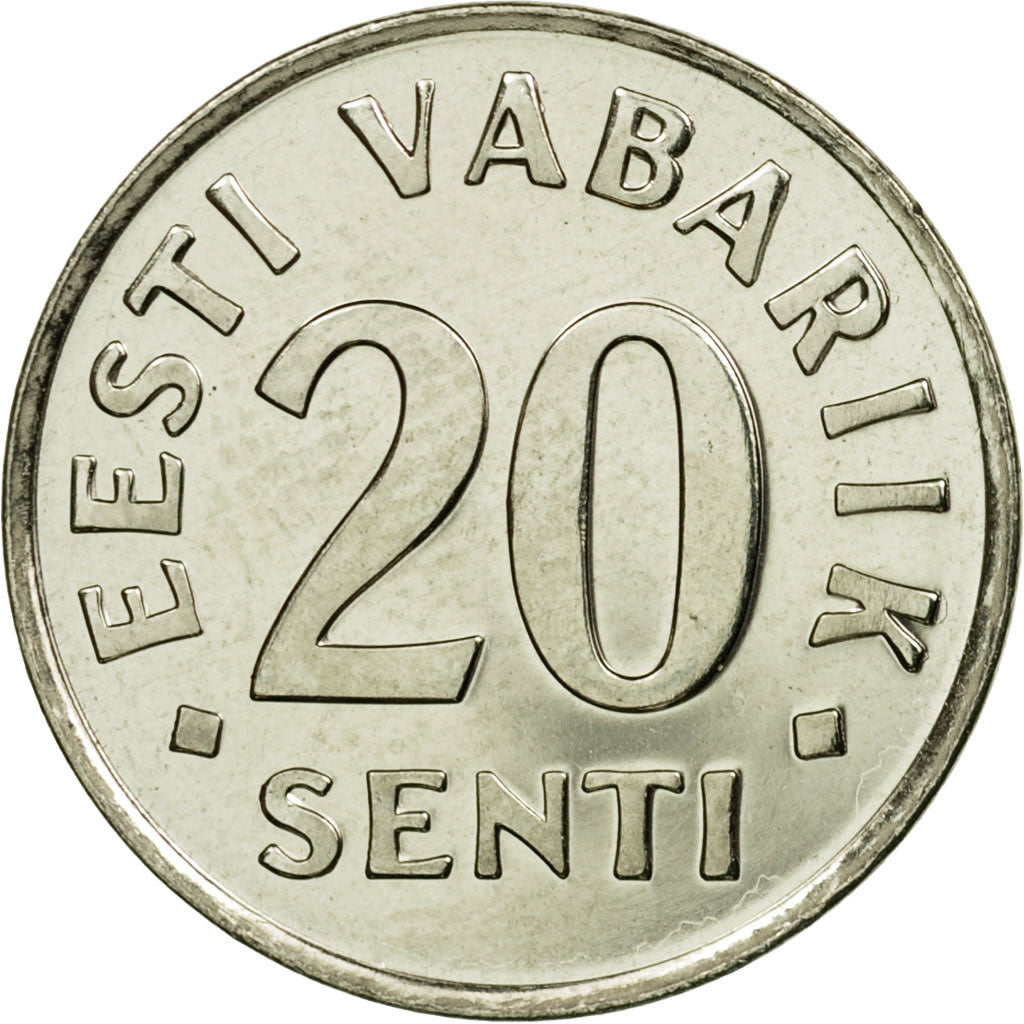 Moneda, Estonia, 20 Senti, 2003, no mint, EBC, Níquel chapado en acero, KM:23a