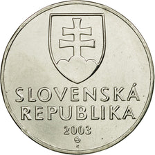Moneda, Eslovaquia, 2 Koruna, 2003, MBC+, Níquel chapado en acero, KM:13