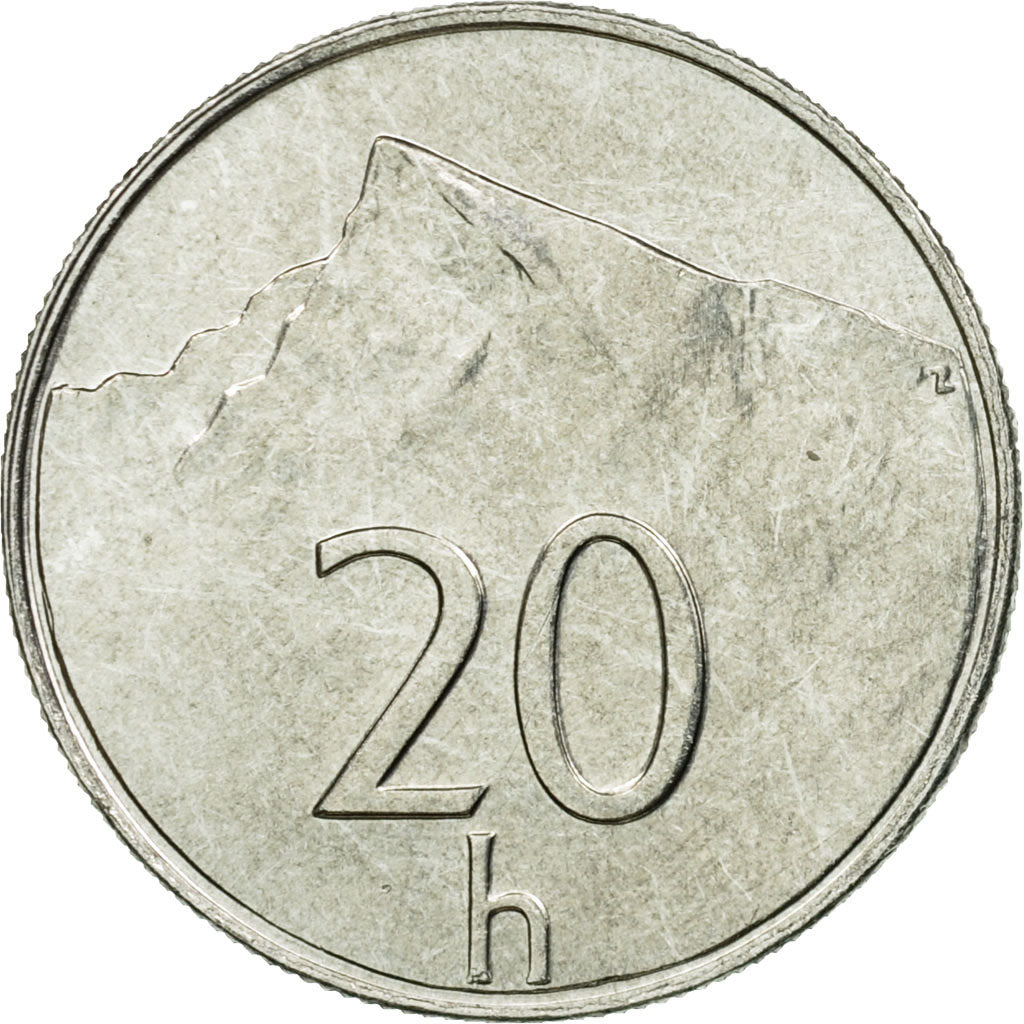 Moneta, Słowacja, 20 Halierov, 2002, MS(63), Aluminium, KM:18