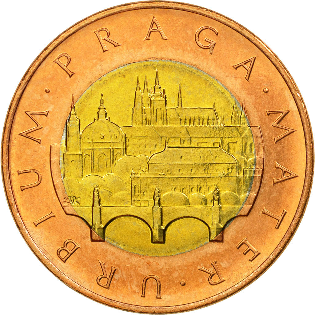 Coin, Czech Republic, 50 Korun, 1993, AU(55-58), Bi-Metallic, KM:1