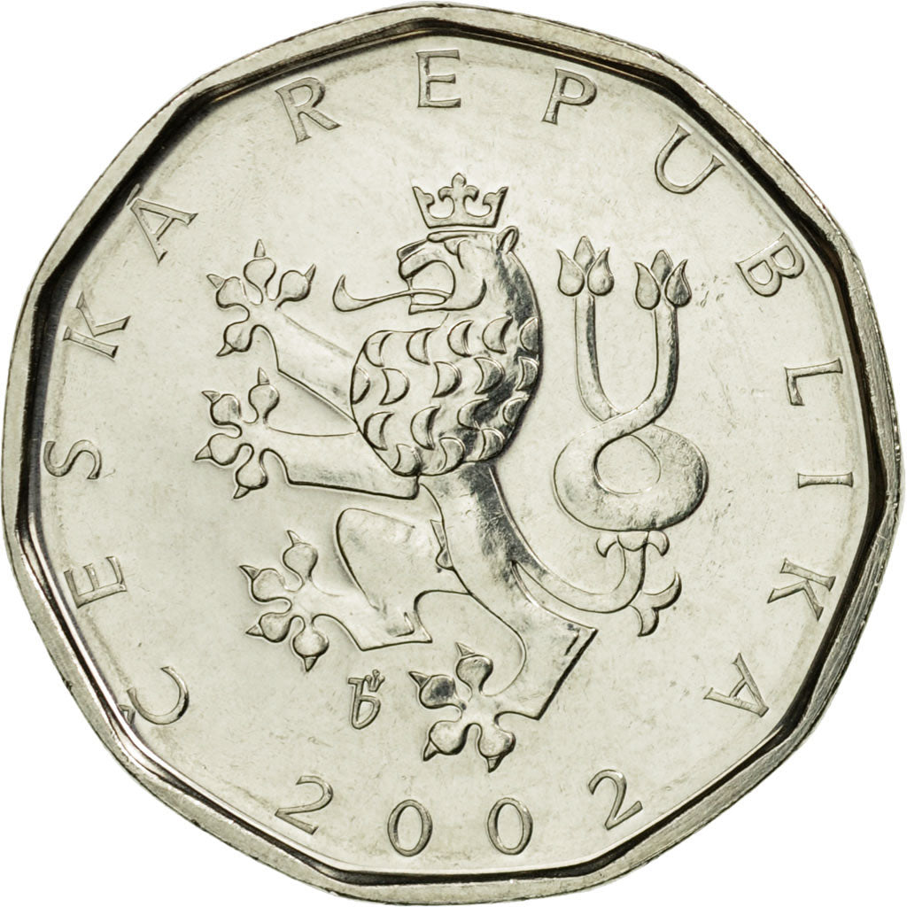 Coin, Czech Republic, 2 Koruny, 2002, MS(63), Nickel plated steel, KM:9