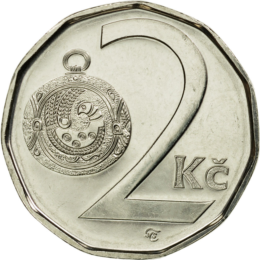 Coin, Czech Republic, 2 Koruny, 2002, MS(63), Nickel plated steel, KM:9