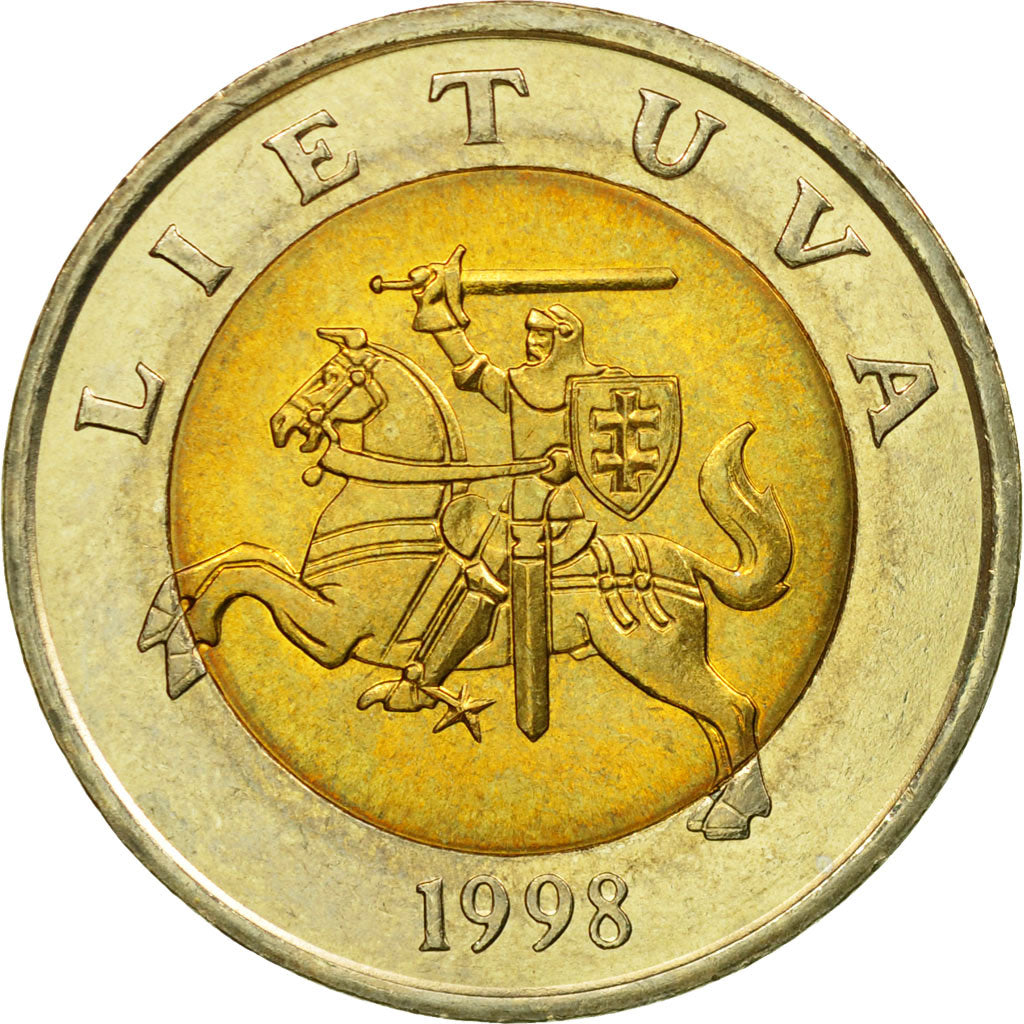 Coin, Lithuania, 5 Litai, 1998, EF(40-45), Bi-Metallic, KM:113
