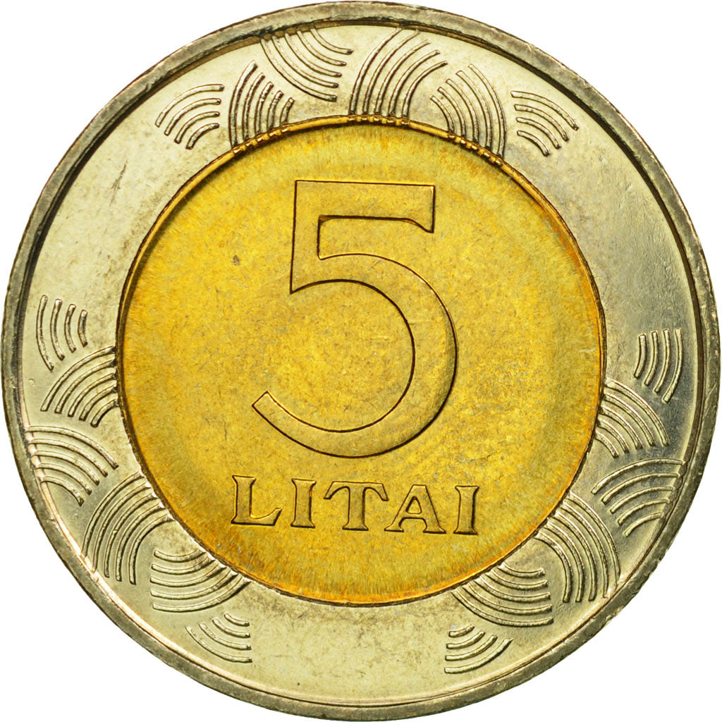 Coin, Lithuania, 5 Litai, 1998, EF(40-45), Bi-Metallic, KM:113