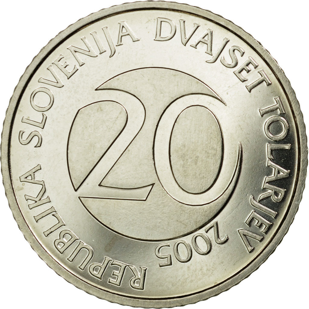 Coin, Slovenia, 20 Tolarjev, 2005, Kremnica, MS(63), Copper-nickel, KM:51