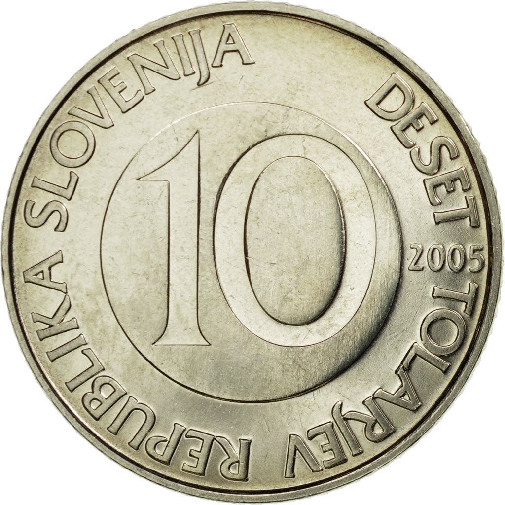 Coin, Slovenia, 10 Tolarjev, 2005, MS(63), Copper-nickel, KM:41