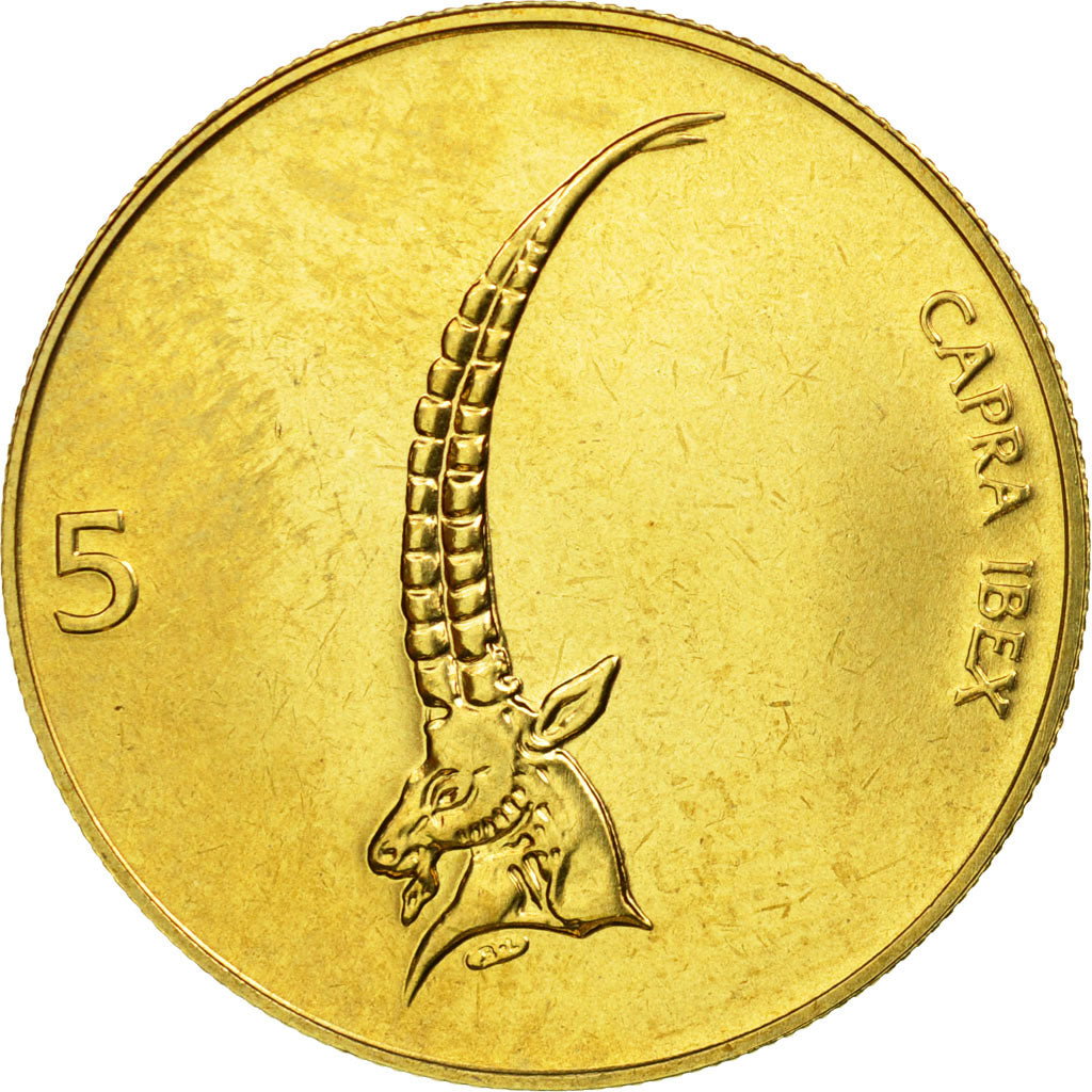 Coin, Slovenia, 5 Tolarjev, 2005, MS(63), Nickel-brass, KM:6