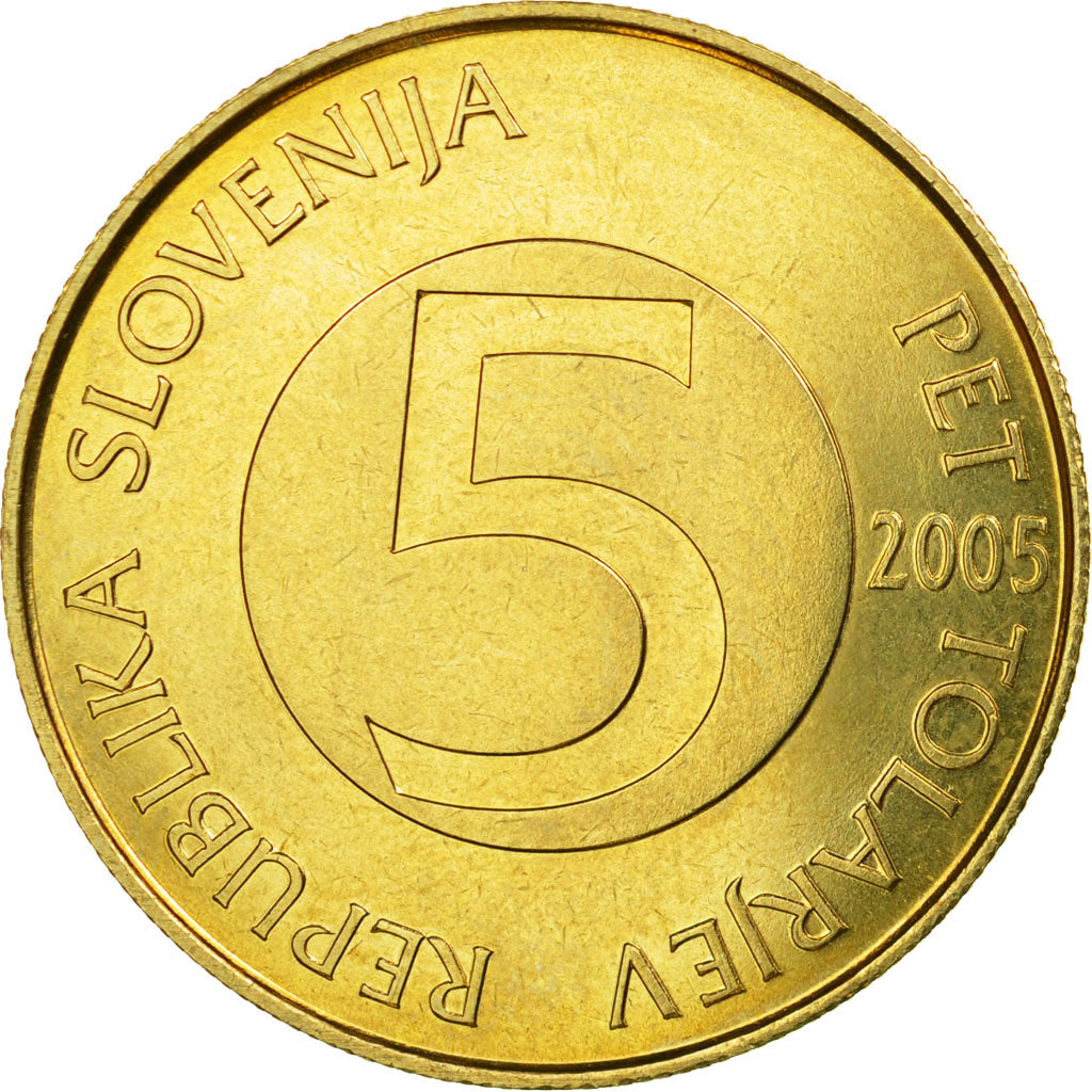 Coin, Slovenia, 5 Tolarjev, 2005, MS(63), Nickel-brass, KM:6