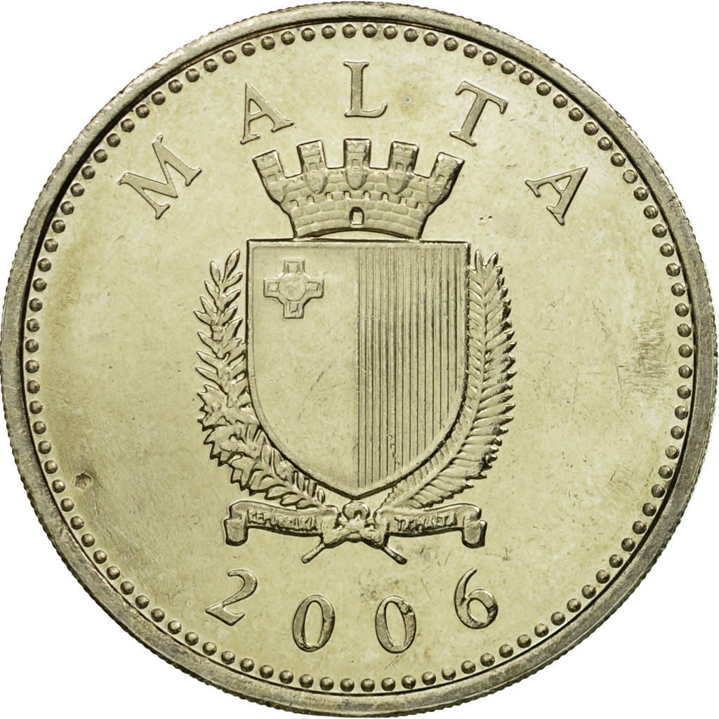 Coin, Malta, 25 Cents, 2006, Franklin Mint, AU(55-58), Copper-nickel, KM:97