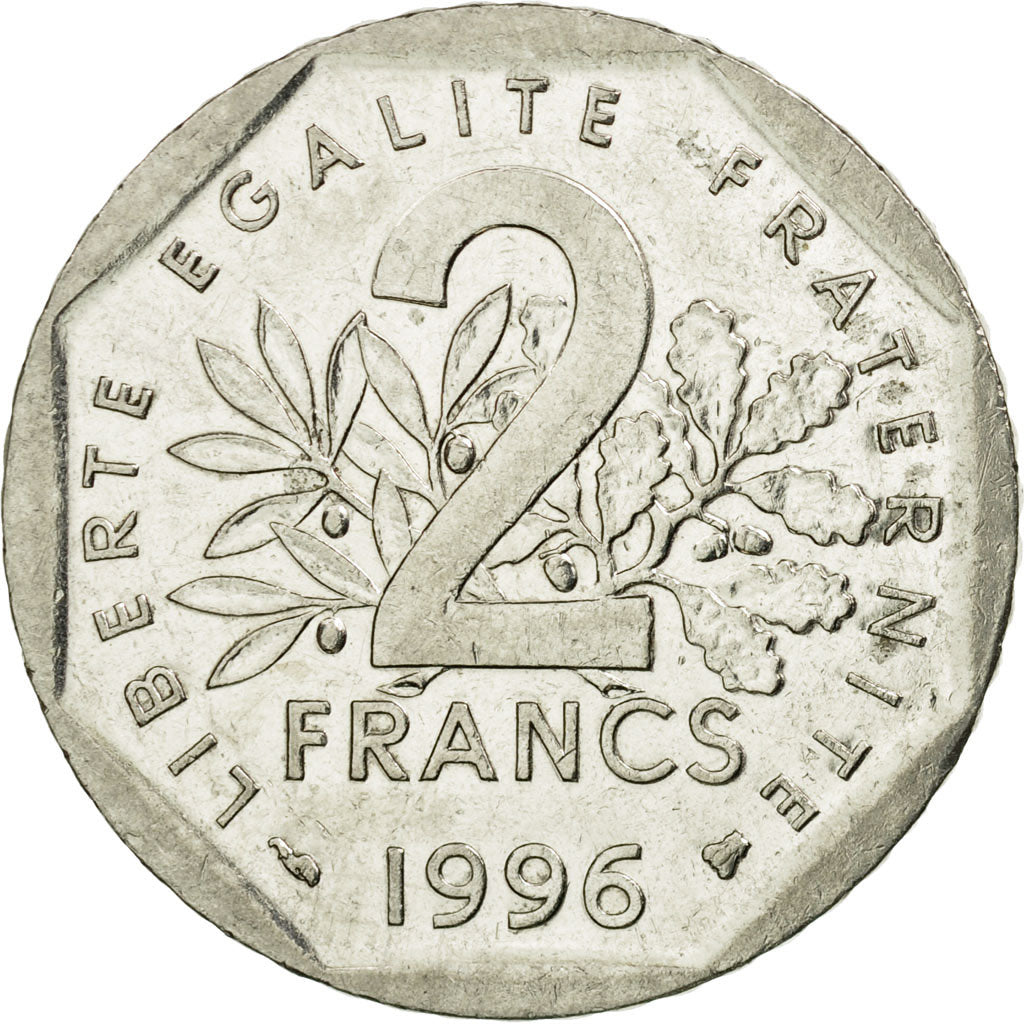 Coin, France, Semeuse, 2 Francs, 1996, AU(55-58), Nickel, KM:942.1, Gadoury:547