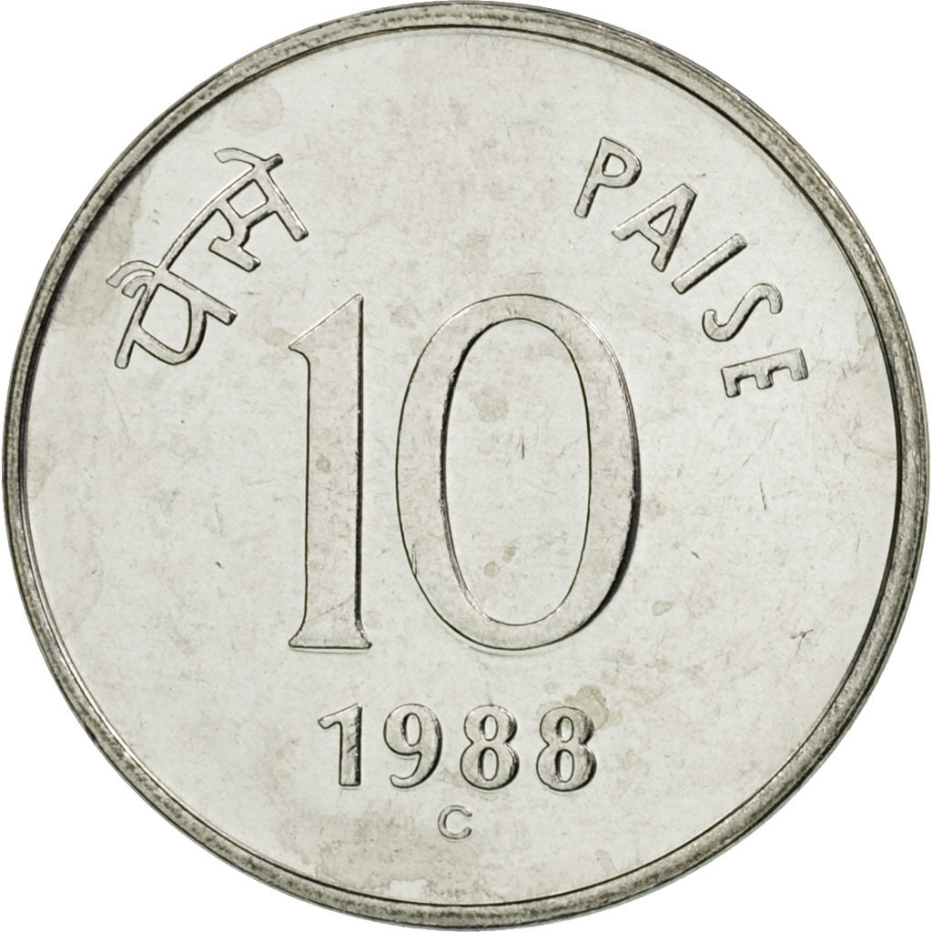Coin, INDIA-REPUBLIC, 10 Paise, 1988, AU(55-58), Aluminum, KM:39