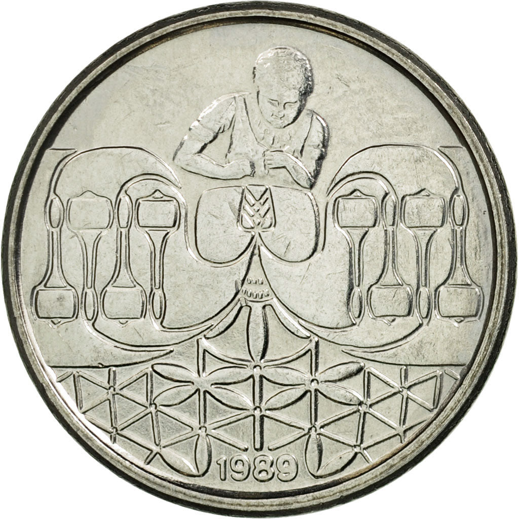 Coin, Brazil, 50 Centavos, 1989, AU(55-58), Stainless Steel, KM:614