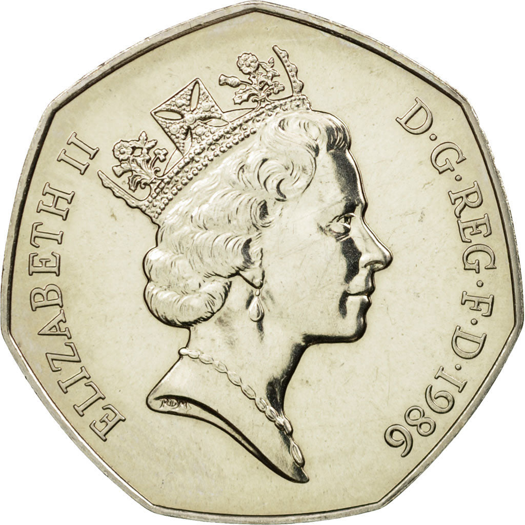 Coin, Great Britain, Elizabeth II, 50 Pence, 1986, MS(65-70), Copper-nickel