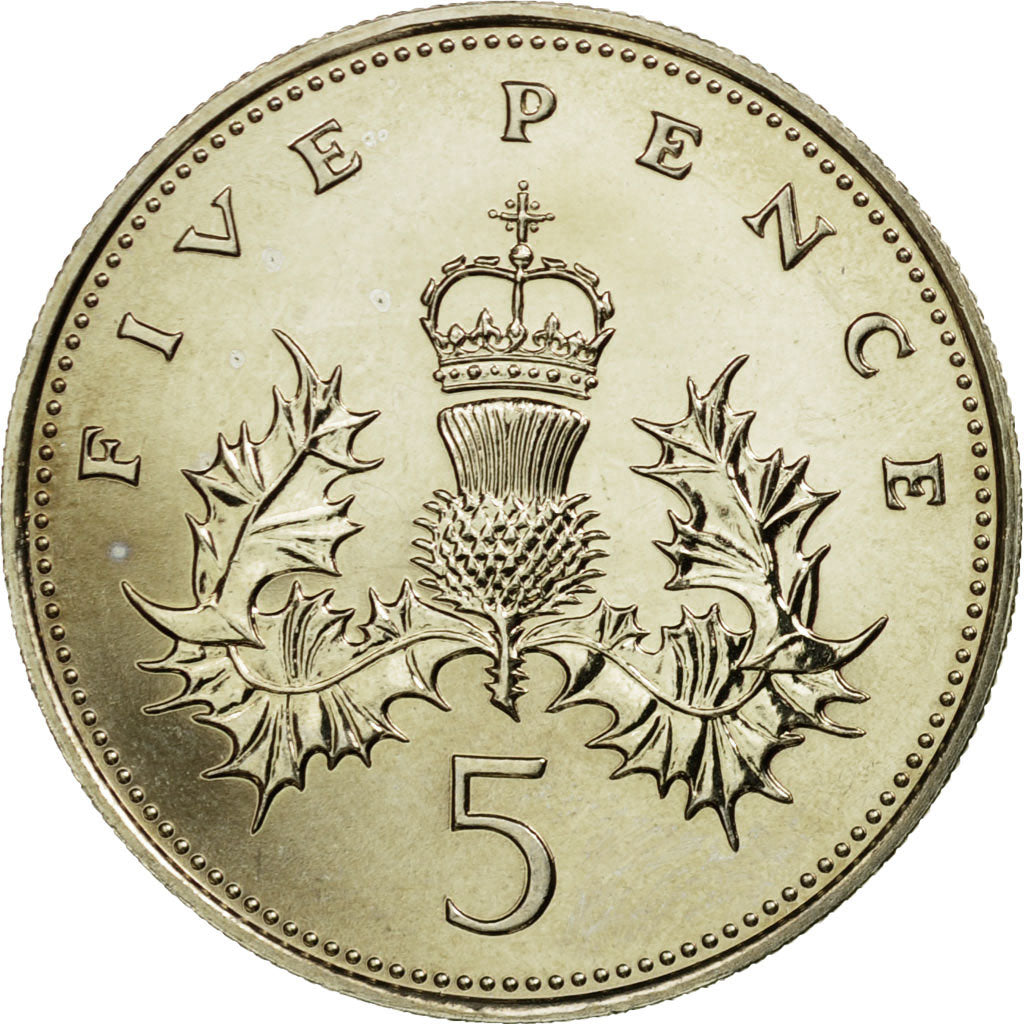 Coin, Great Britain, Elizabeth II, 5 Pence, 1986, MS(63), Copper-nickel, KM:937