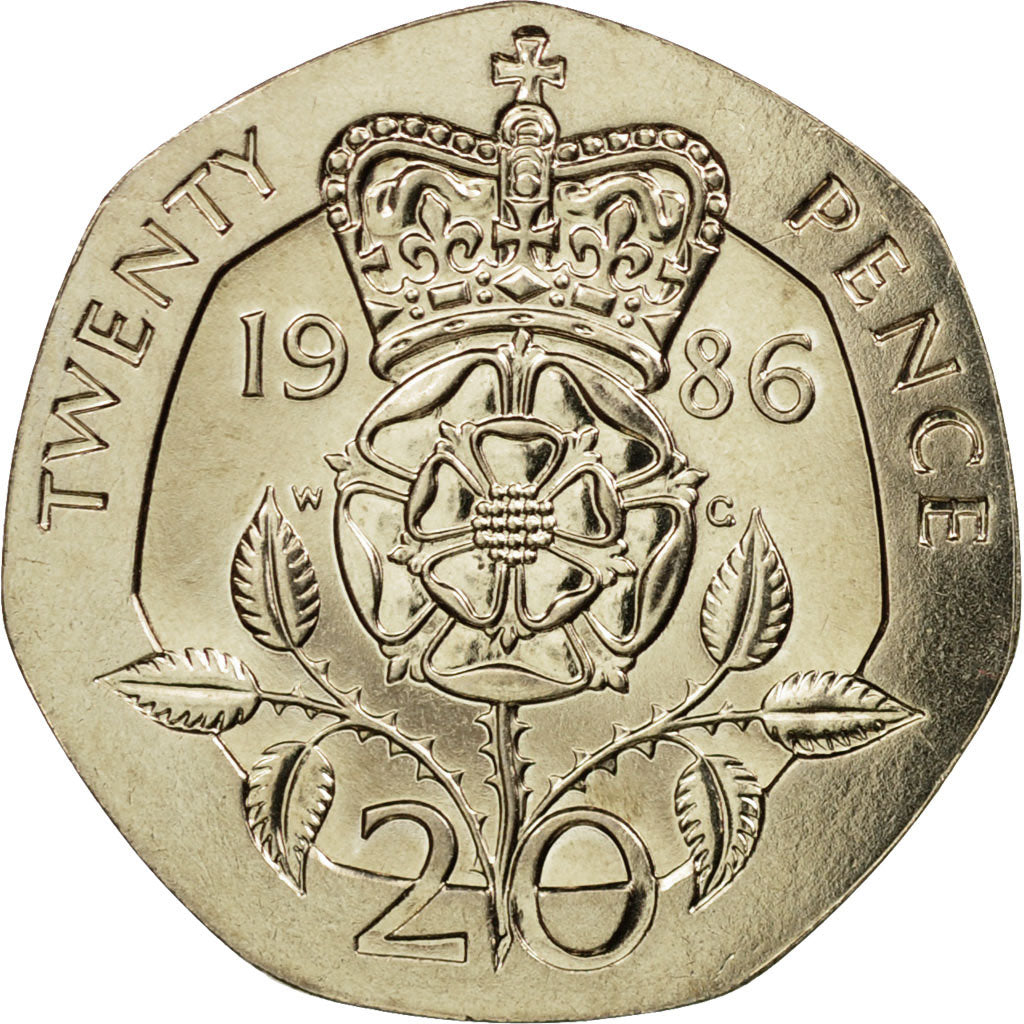 Coin, Great Britain, Elizabeth II, 20 Pence, 1986, MS(65-70), Copper-nickel